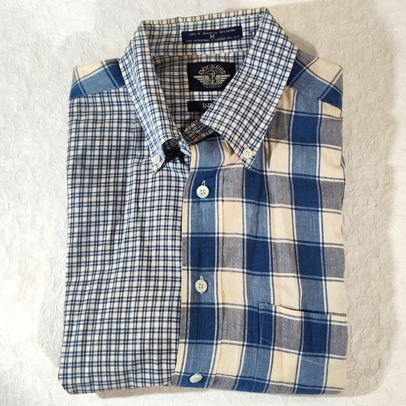 Dockers Men's Blue & White Short-Sleeve Button-Down Size M 100% Cotton Lot of 2 - Picture 6 of 16